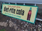 C 1950s Original Vintage Diet Rite Cola Sign Metal Embossed Mca Nehi Royal Crown