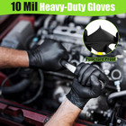 10 Mil Black Nitrile Gloves Large  Heavy Duty Disposable  Raised Diamond Texture