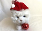 Vintage Applause Christmas Plush White Cat In Hat   1986 Avanti Baby Animals