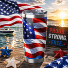 Waving Patriotic American Flag Tumbler 20oz Travel Mug
