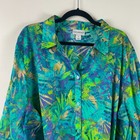 Catherines Button Up Shirt Size 3x Lightweight Cotton 3 4 Sleeves Blue Green