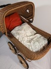 Antique Victorian Wicker Baby Buggy Stroller 1900 s Collectible Doll Carriage