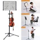 Klvied Folding Violin Stand With Hanger  Portable Sheet Music Stand  Travel C   