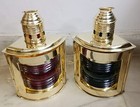 Brass Nautical Oil Lamps Port   Starboard Lanterns Ship Boat Lights Home Decor