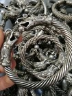 China Old Handwork Tibet Silver Carve Dragon Adjust Pair Bracelet