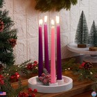 7-inch White Advent Candle Holder Set With 12 Taper Candles - Holiday Decor