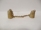 2 Thimbles Vintage Hand Made Pewter Connected By Chain   Spray W gold Paint