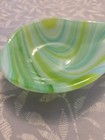 Fused Glass Spoon Rest Green And Blue Swirl Design Handcrafted Very Nice   