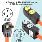 4-prong 220v 14-50p Outlet Plug To 120v 5-20r 15r Female Adapter Power Cord For