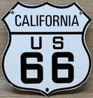 Vintage Us Route 66 California Porcelain Metal Highway Sign Gas Oil Road Shield