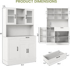 Pantry Cabinet  White Kitchen Storage Cabinet With 4 Doors And Shelves  Kitchen