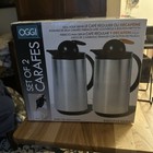 Oggi Set Of 2 Carafes Regular Decaf Top Button 34 Oz 1 Liter  New In Box