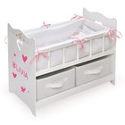 Badger Basket Wooden Doll Bed With Bed Liner  Pillows And Two Storage Baskets   