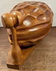 Vintage Mcm Monkey Wood Walnut  Nut Cracker Bowl Hinge Lid W  Mallet  picks Tiki