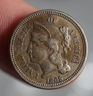 1865 Three Cent Nickel First Year Of Issue Civil War Era