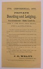1876 Philadelphia Pa Centennial Handbill Broadside For Private Lodging By Welty