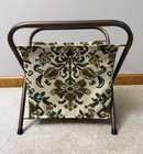 Vintage Tapestry Foldable Knitting Sewing Caddy Yarn Basket With Metal Frame