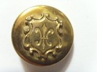 Antique French Royal Shield Fleur De Lis Gold Tone Metal Collector Button 51907