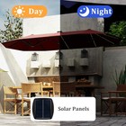  13 Ft Double-sided Patio Umbrella With Solar Lights  Crank Handle   red 