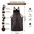 Genuine Leather Work Apron For Men Brown Adjustable Heavy Duty Blacksmith Bbq