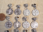 Vintage Nos Quality Lot Of 12 Roman Coin Religious Silver Tne Charms Pendants Ch