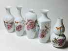 Vintage Miniature Chinese Jingdezhen Eggshell Vases 4    Bird Flowers Box Set Of 5