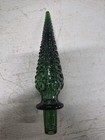Vtg  Italian Empoli Genie Bottle Emerald Green Glass Decanter Hobnail 22  Tall