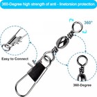 100p Fish Fishing Barrel Swivel With Interlock Snaps High Strength Safety Tackle