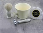 Vintage Ivory Color Shaving - Grooming Set De Safety Razor And Soap Mug Haryali