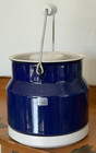 Arabia Finland Blue Enamel Enameled Metal Covered Pail Ice Bucket Handle   Lid