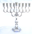 Oil candles Jewish Massive Menorah Chanukah Hanukkah Israel Judaica Nickel S11  