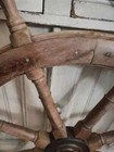 36  Steering Wheel Old Weathered Wood Wooden Brass Ship Boat Vintage Nautical