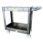 Plastic Utility Cart  40  L X 17-1 2  W With Handle 2 Shelves  550lb Capcapacity