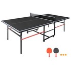 8ft Black Mid-size Table Tennis Table Foldable   Portable Ping Pong Table Set
