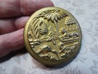 Vintage Button large Metal Pictorial gardens At Karnak pyramid Palm Sphinx     o