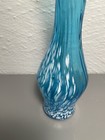 Hand Blown Glass Vase Blue White 9    Small Art Glass