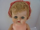 Vintage 18  Hard Plastic vinyl  Doll With Bonnet  Shoes   Socks  1950 s-1960 s