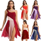 Lyrical Woman Adult Ballet Contemporary Dance Costume Color Block Leotard Dress