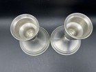 Vintage Pair Web Pewter Weighted Modern Candlestick Holders - 5  Tall