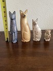 Vintage Hand Carved Cat Figurines Soapstone Art Sculpture  lot Of 4  Decor Kitty