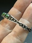 Vintage Native American Sterling Silver Snake Eye Round Turquoise Cuff Bracelet