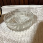 Vintage Clear Glass Powder Vanity Dresser Jar   Silver Metal Lid W glass Knob
