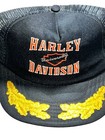 Vintage Harley Davidson Mesh Gold Leaf Trucker Snapback Hat Rare Motorcycle Usa