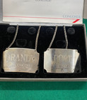 Sterling Silver Liquor Bottle Decanter Set Of 2 Tags Labels Vintage Concorde