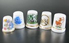 Thimbles Set Of 5 Random Scenes Porcelain Sewing Collectable