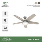 Hunter Fan 52 Inch Brushed Nickel Indoor Ceiling Fan With Light And Remote