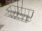 Vintage 2 Section Metal Milk Bottle Carrier Holder With Handle