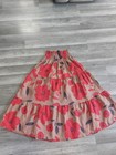 Velvet Heart Floral Tiered Midi Skirt Size S Pull-on Elastic Waist Beige Red