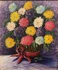 Vintage Signed Original Still Life Floral Oil Painting On Canvas