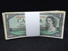 100 Pcs 1954  1 One Dollar Bank Of Canada Banknotes Random Serial   F-vf Grade